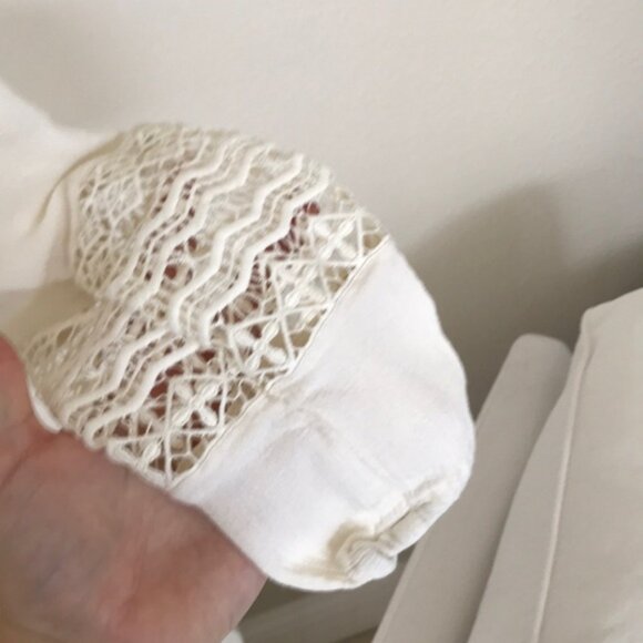 Boho Lace Detailed Cream Aeropostale Blouse - Picture 2 of 5